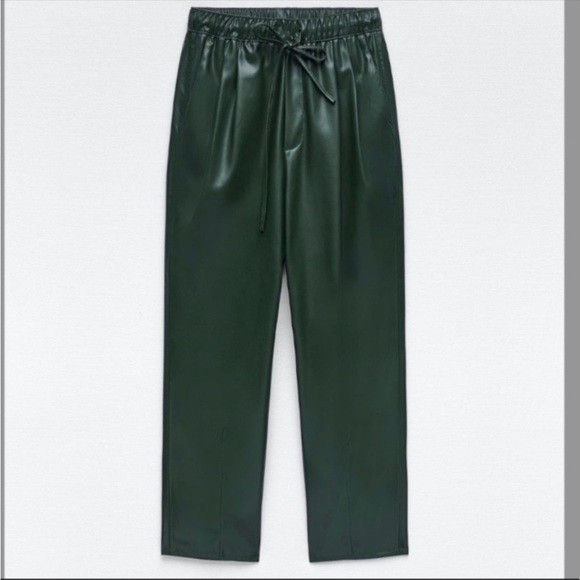 Faux leather forest green pant - Picture 2 of 6